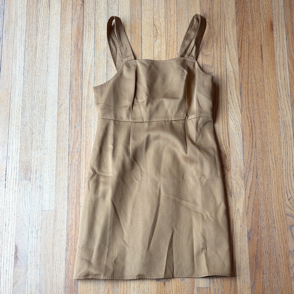 J Crew Women Brown Gramercy Twill Square Neck A-line Sleeveless Tank Dress 4P - Picture 2 of 5